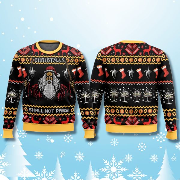 Gandalf Claus Christmas Shall Not Pass Ugly Sweater 2