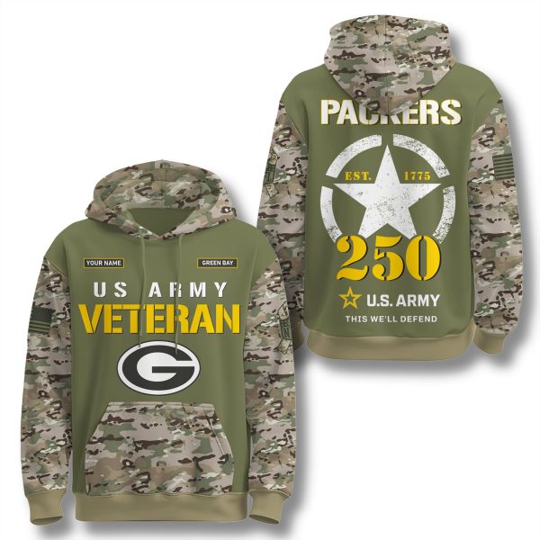 Green Bay Packers x US Army 250th Anniversary Camo Hoodie 1