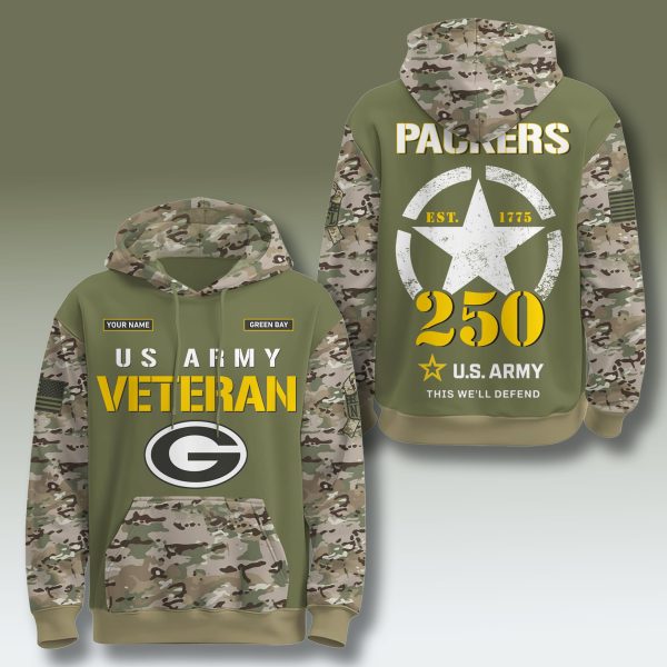 Green Bay Packers x US Army 250th Anniversary Camo Hoodie
