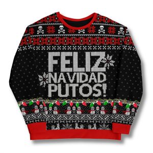 Feliz Navidad Putos Skulls Ugly Christmas Sweater 1