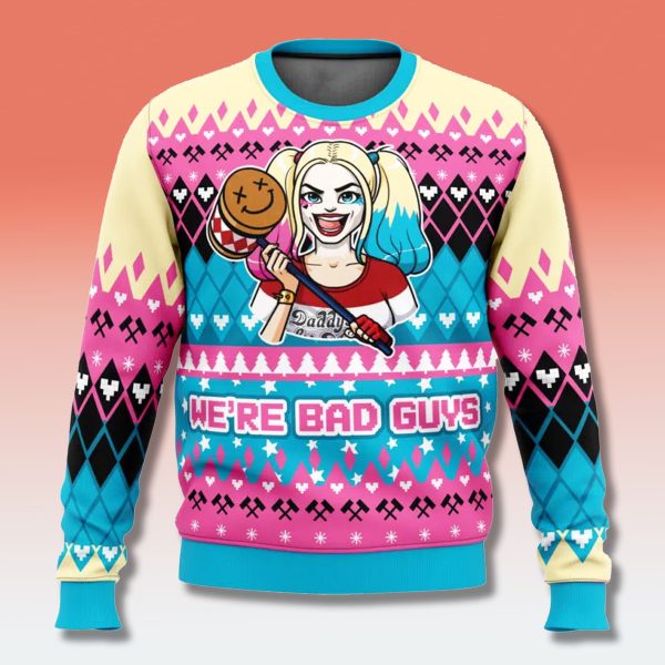 Harley Quinn Were Bad Guys Ugly Christmas Sweater