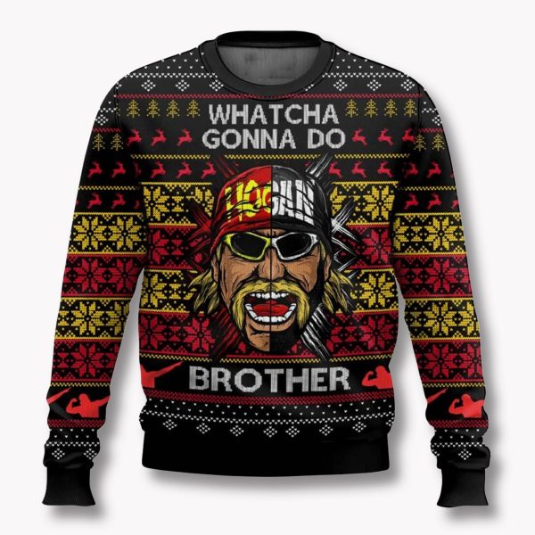 Hulk Hogan Whatcha Gonna Do Brother Ugly Christmas Sweater 12