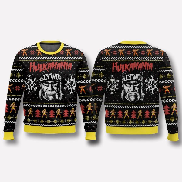 Hulkamania Hulk Hogan Hollywood Christmas Ugly Sweater 1