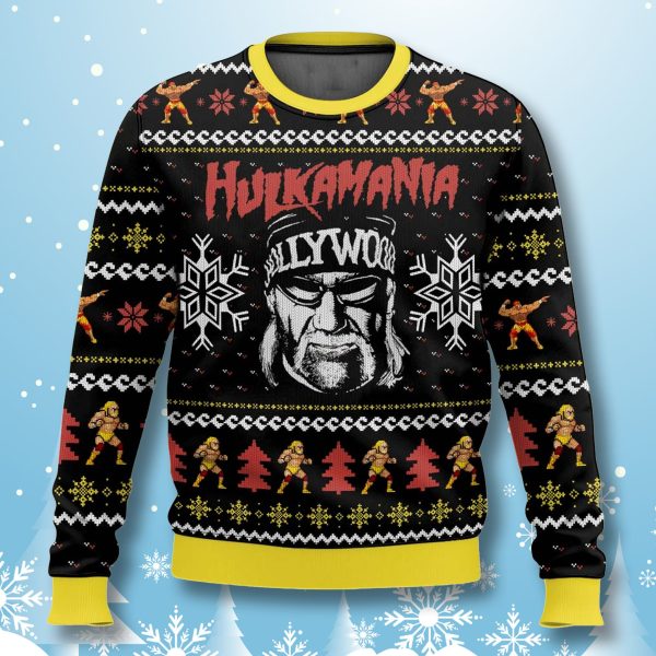 Hulkamania Hulk Hogan Hollywood Christmas Ugly Sweater