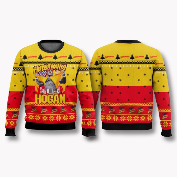 Hulkamania Hulk Hogan Ripping Shirt Ugly Christmas Sweater 1