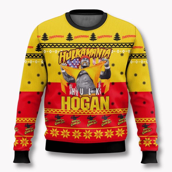 Hulkamania Hulk Hogan Ripping Shirt Ugly Christmas Sweater 2