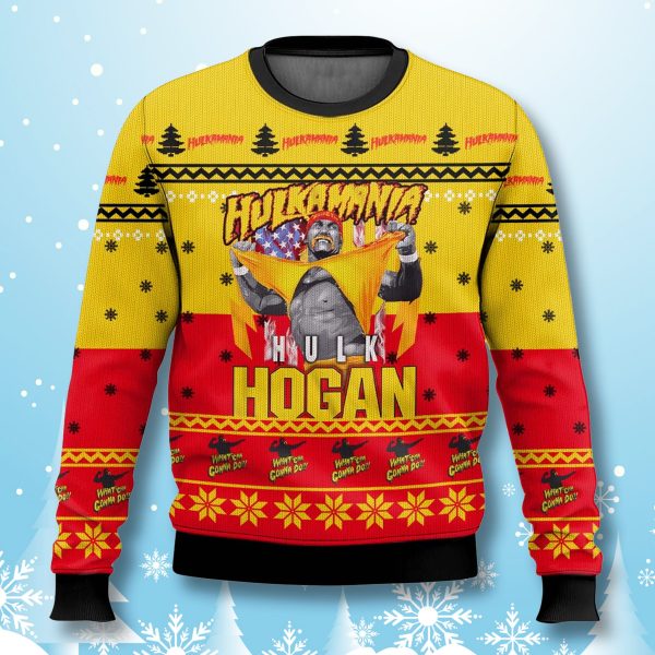 Hulkamania Hulk Hogan Ripping Shirt Ugly Christmas Sweater