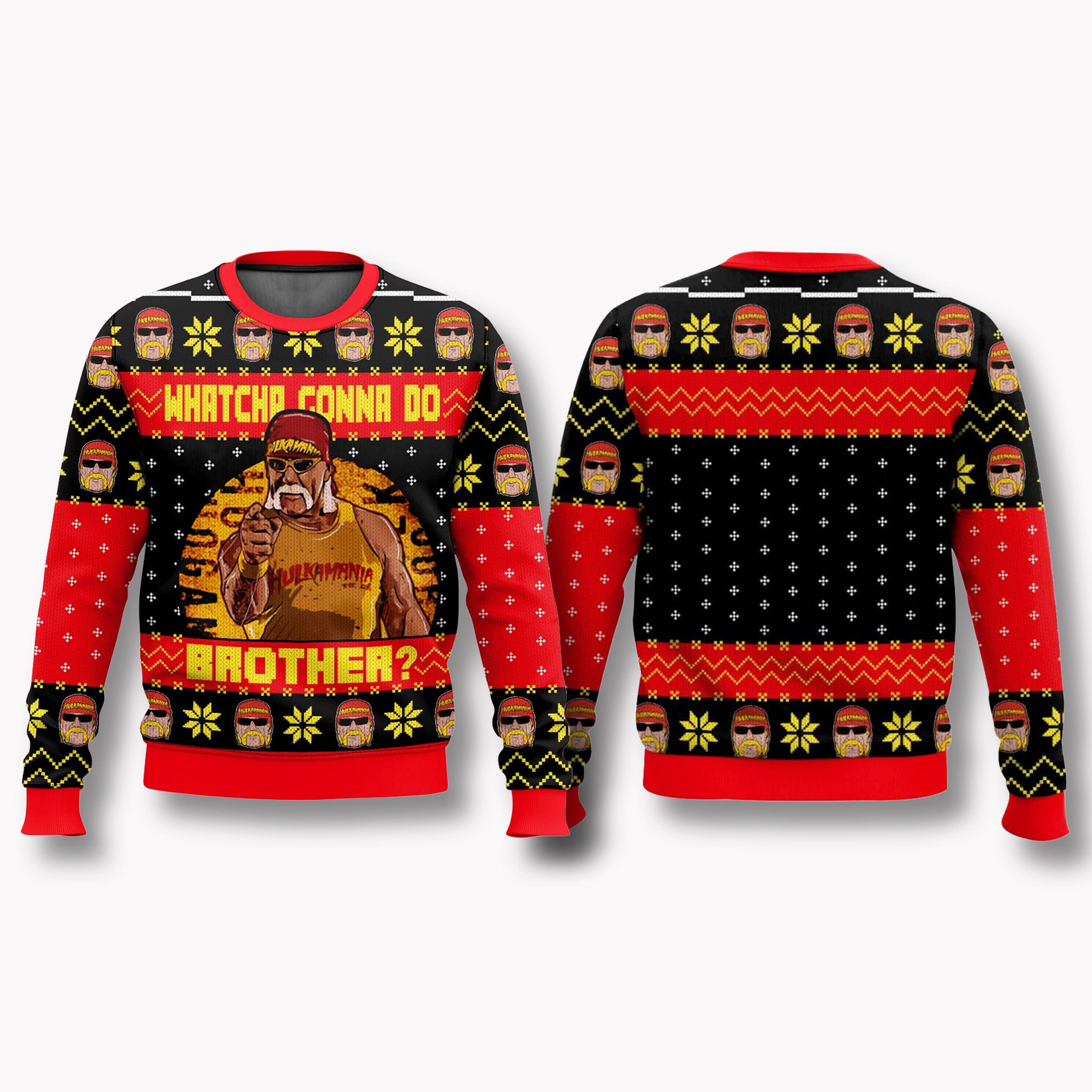 Hulkamania Whatcha Gonna Do Brother Christmas Ugly Sweater 2 Hulkamania Whatcha Gonna Do Brother Christmas Ugly Sweater 2