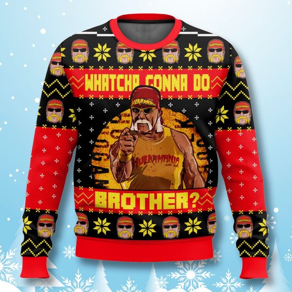 Hulkamania Whatcha Gonna Do Brother Christmas Ugly Sweater