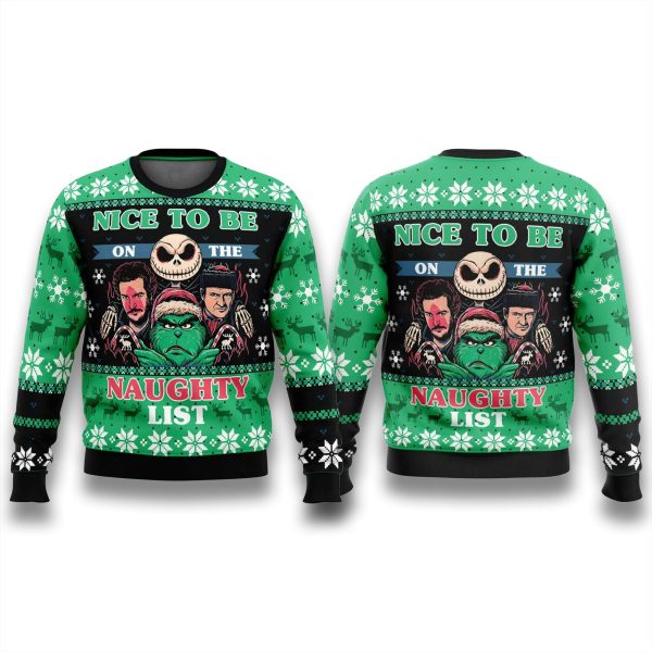 Jack Skellington Nice To Be Naughty List Ugly Christmas Sweater 1