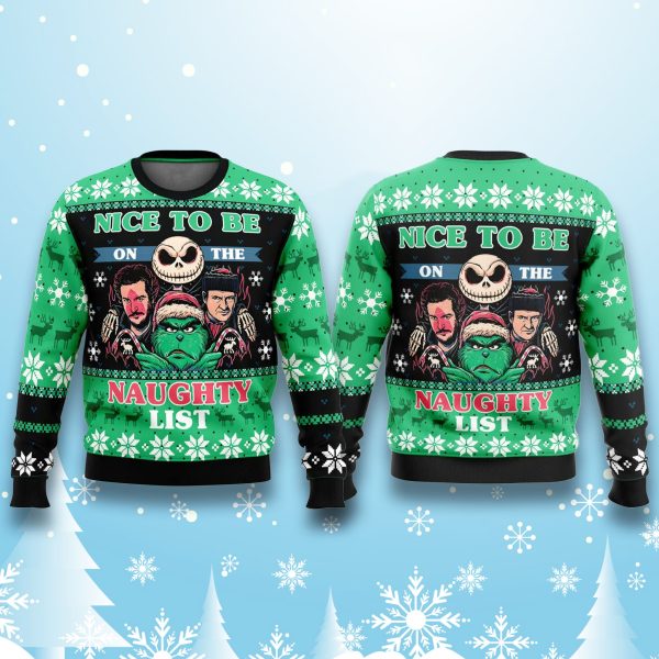 Jack Skellington Nice To Be Naughty List Ugly Christmas Sweater 2