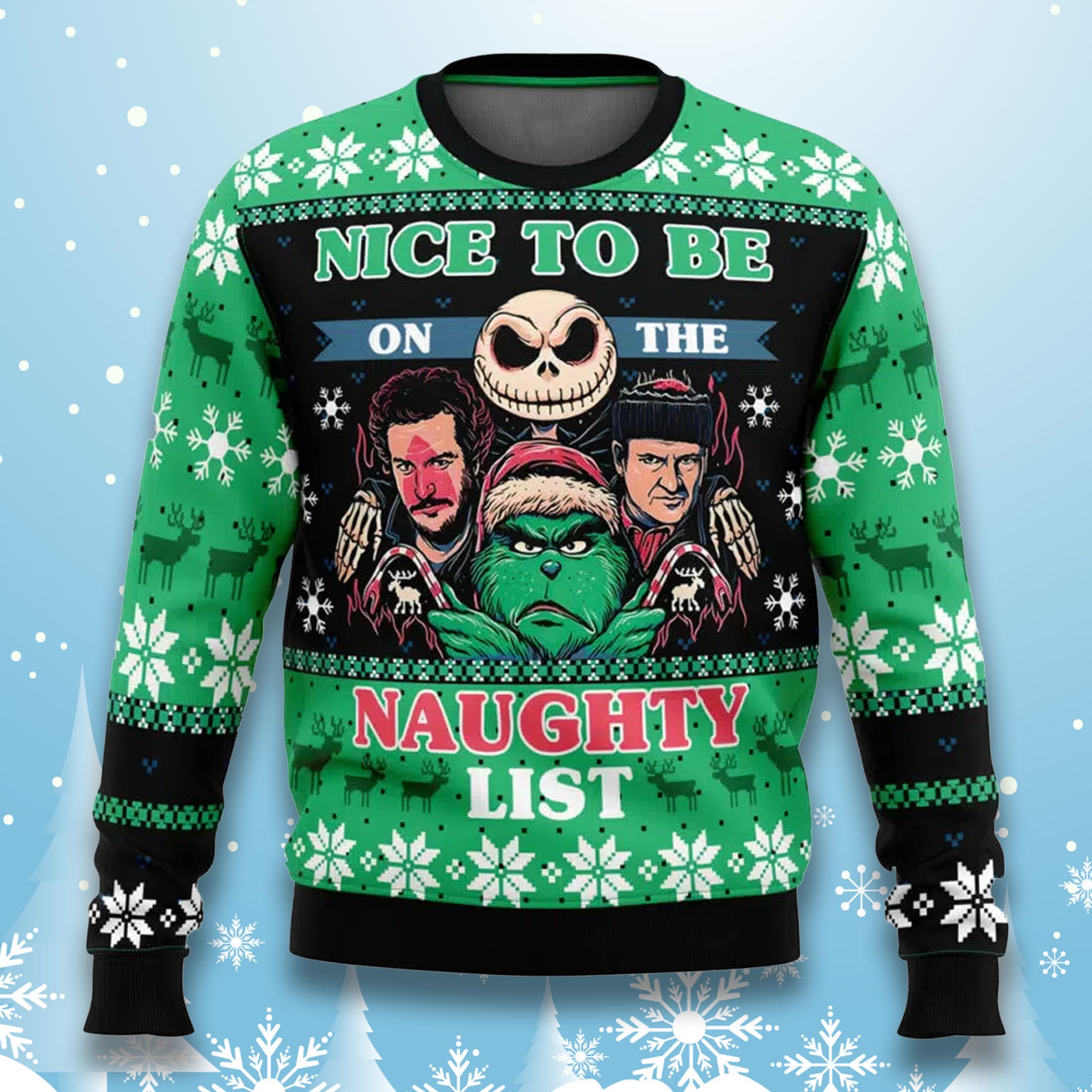Jack Skellington Nice To Be Naughty List Ugly Christmas Sweater Jack Skellington Nice To Be Naughty List Ugly Christmas Sweater