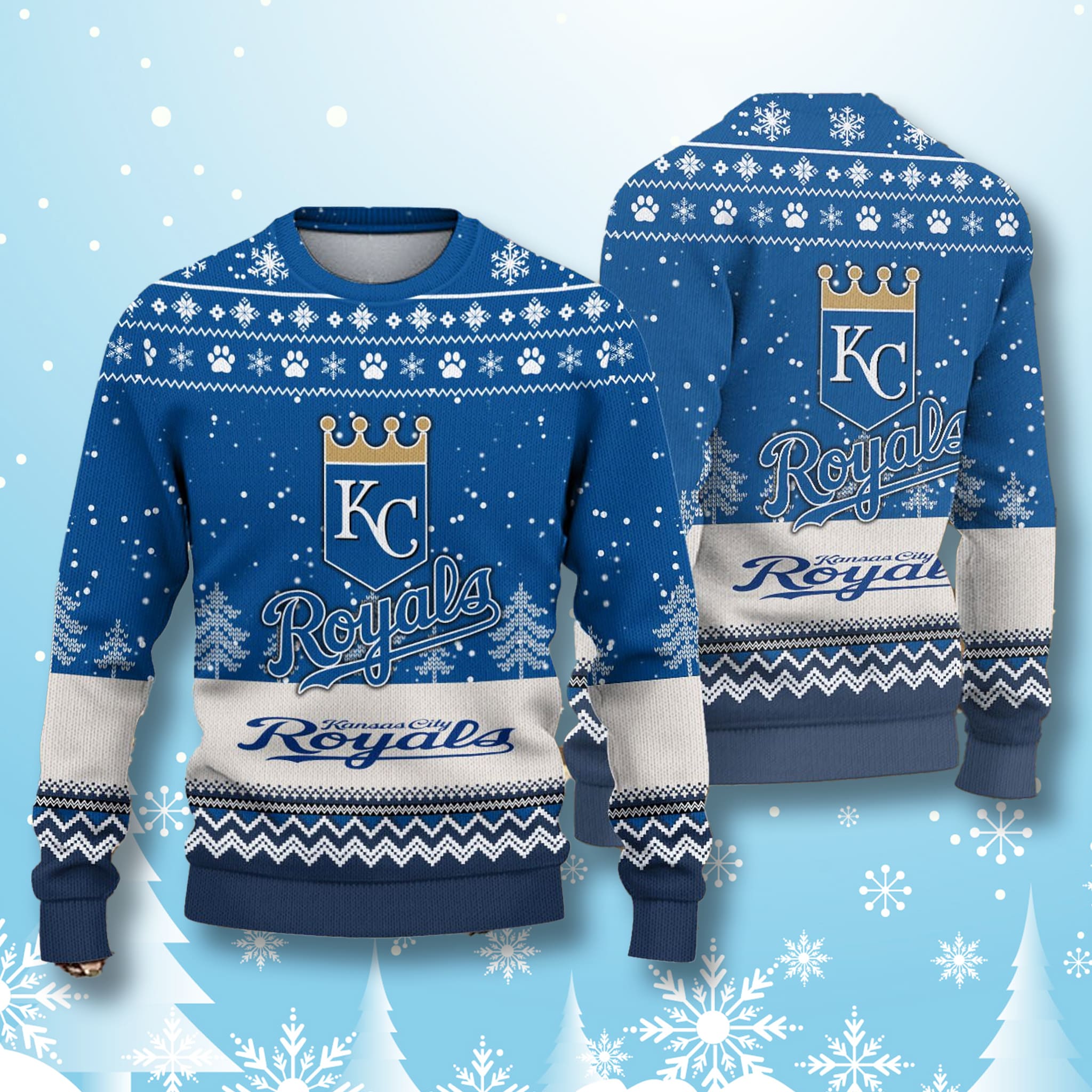 KC Royals Vintage Logo Ugly Christmas Sweater KC Royals Vintage Logo Ugly Christmas Sweater