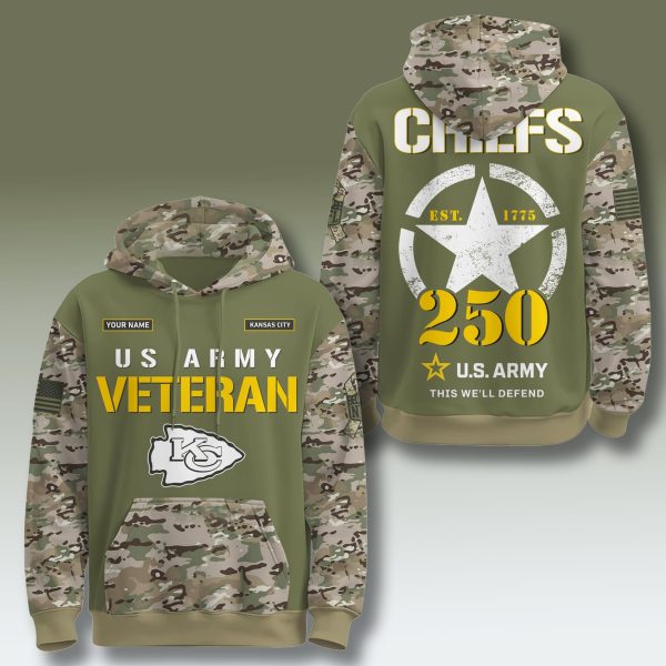 Kansas City Chiefs Army 250th Birthday Camo Hoodie 1