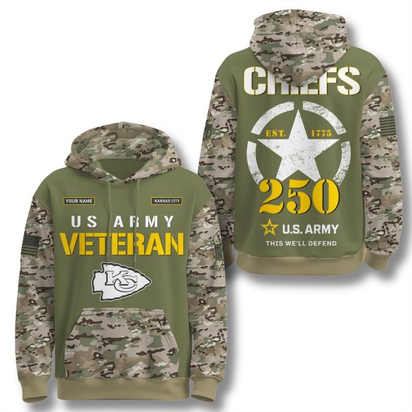 Kansas City Chiefs Army 250th Birthday Camo Hoodie