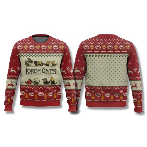 Lord Of The Cats The Fellowship Of The Ring Ugly Christmas Sweater 1