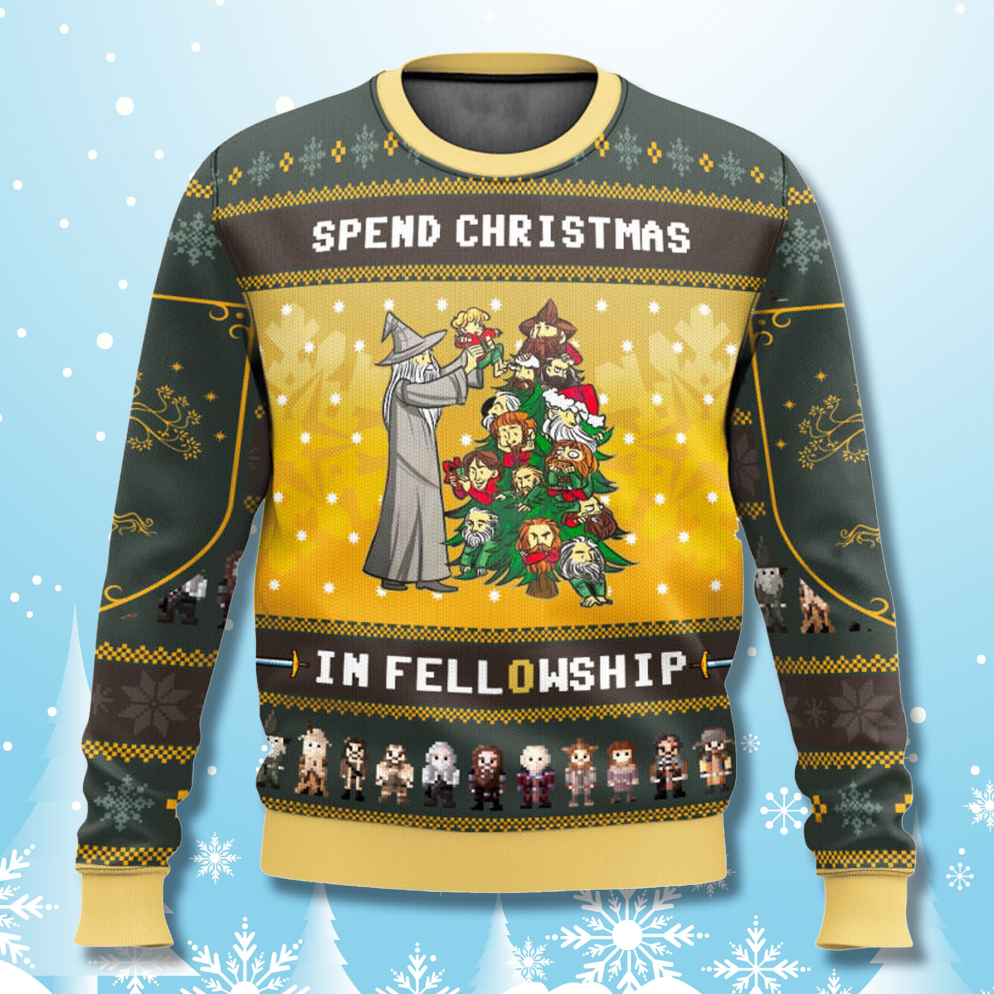 Lord Of The Rings Send Christmas In Fellowship Ugly Sweater Lord Of The Rings Send Christmas In Fellowship Ugly Sweater