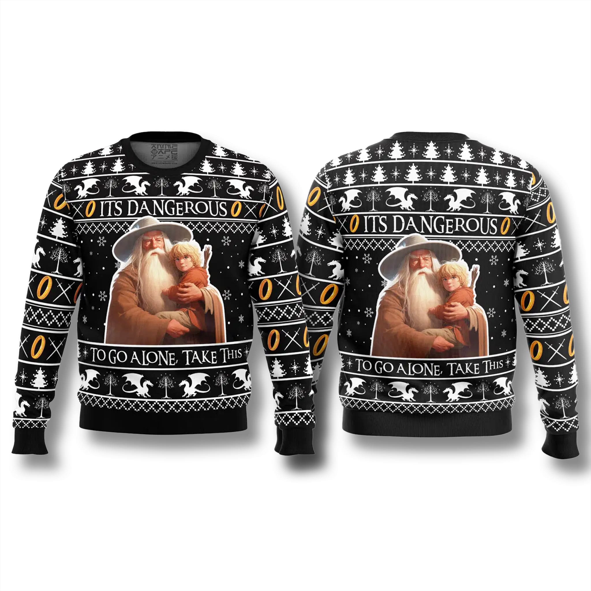 Lord of the Rings Its Dangerous to go Alone Ugly Christmas Sweater 2 Lord of the Rings Its Dangerous to go Alone Ugly Christmas Sweater 2