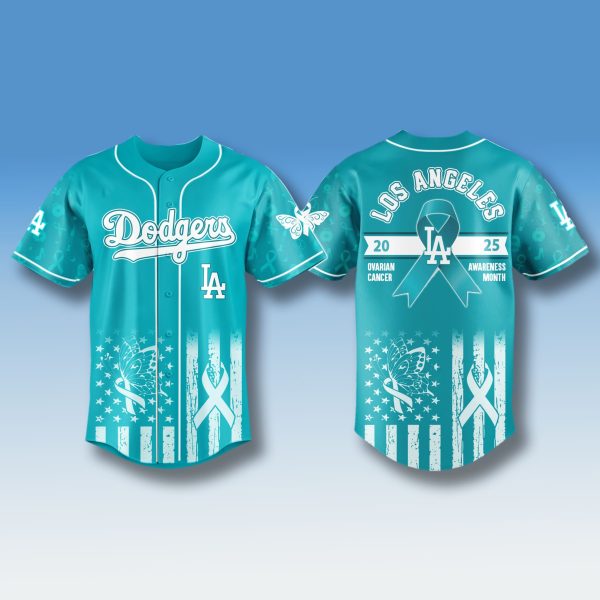 Los Angeles Dodgers Ovarian Cancer Awareness 2025 Jersey 1