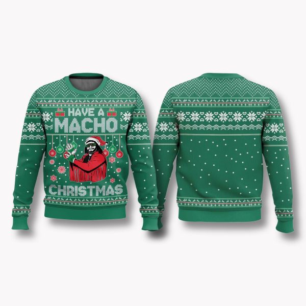 Macho Man Have A Macho Christmas Ugly Sweater 1