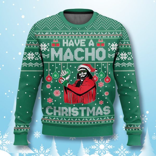 Macho Man Have A Macho Christmas Ugly Sweater