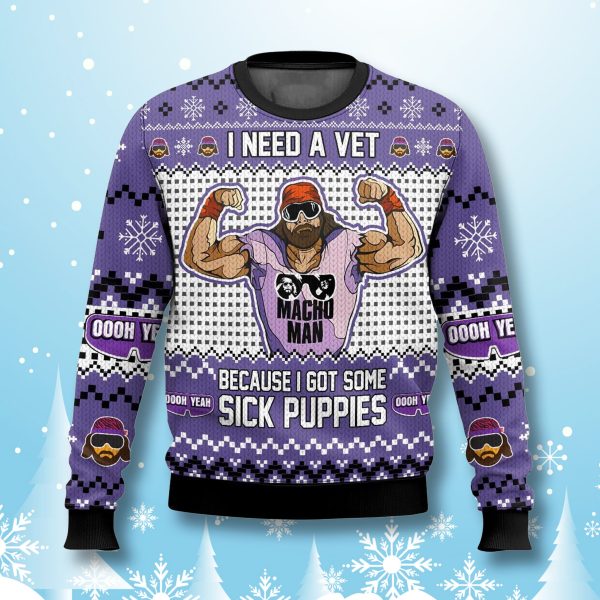 Macho Man I Need A Vet Ugly Christmas Sweater 2