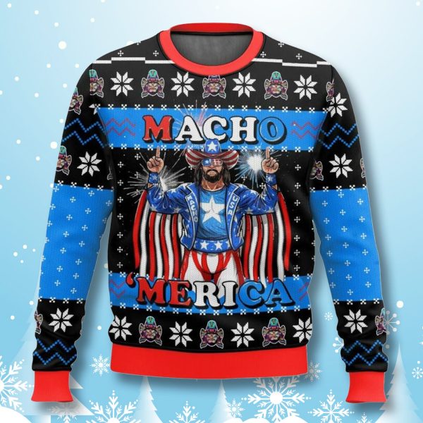 Macho Man Macho Merica Ugly Christmas Sweater 2