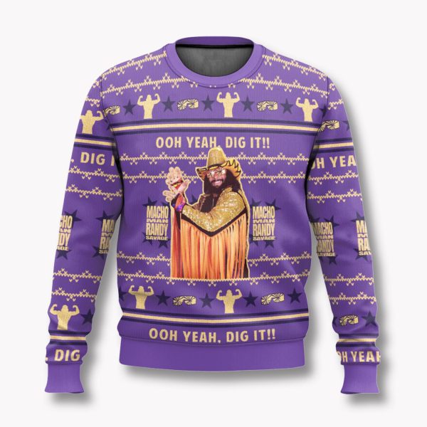 Macho Man Ooh Yeah Dig It Ugly Christmas Sweater 2