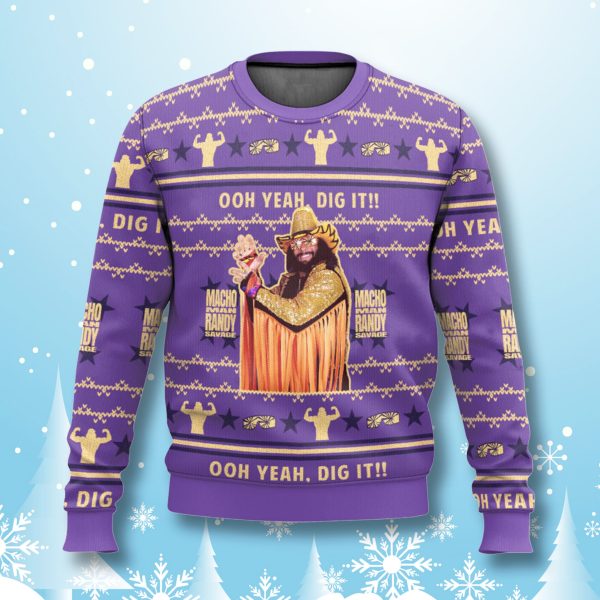 Macho Man Ooh Yeah Dig It Ugly Christmas Sweater