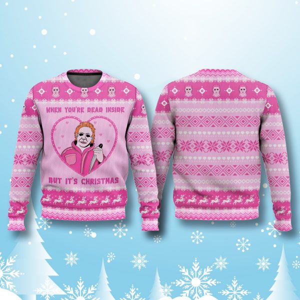 Michael Myers When Youre Dead Inside Christmas Ugly Sweater 1