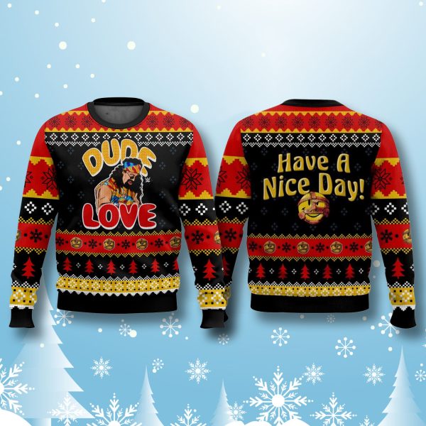 Mick Foley Dude Love Have A Nice Day Ugly Christmas Sweater 2
