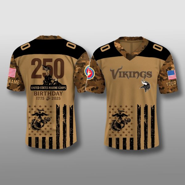 Minnesota Vikings USMC 250th Birthday Jersey 2025 1