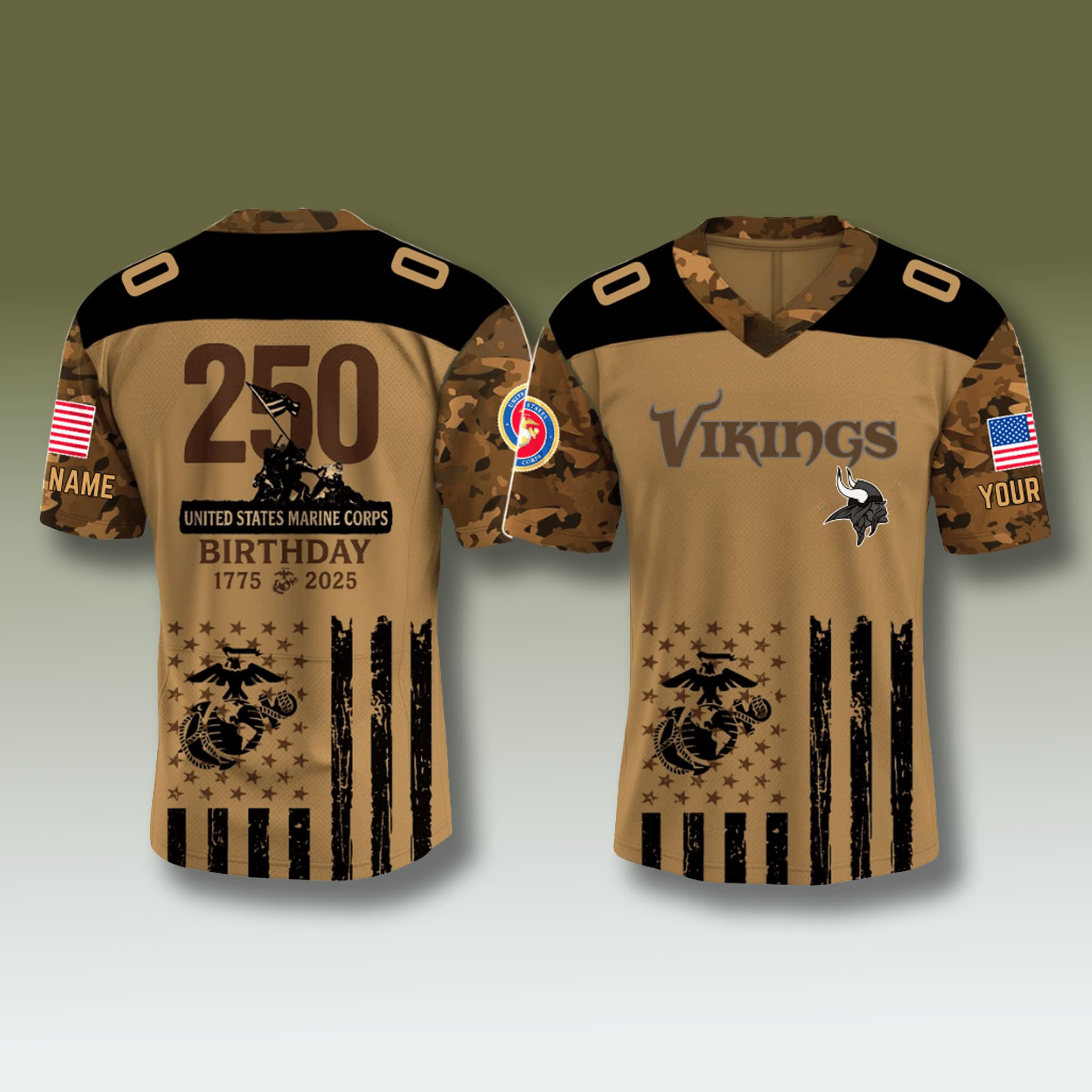 Minnesota Vikings USMC 250th Birthday Jersey 2025 Minnesota Vikings USMC 250th Birthday Jersey 2025