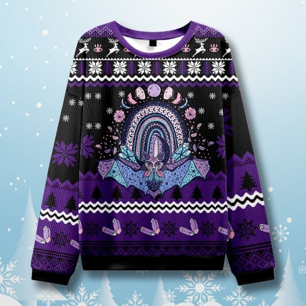 Moon Phase Bat Ugly Christmas Sweater 2