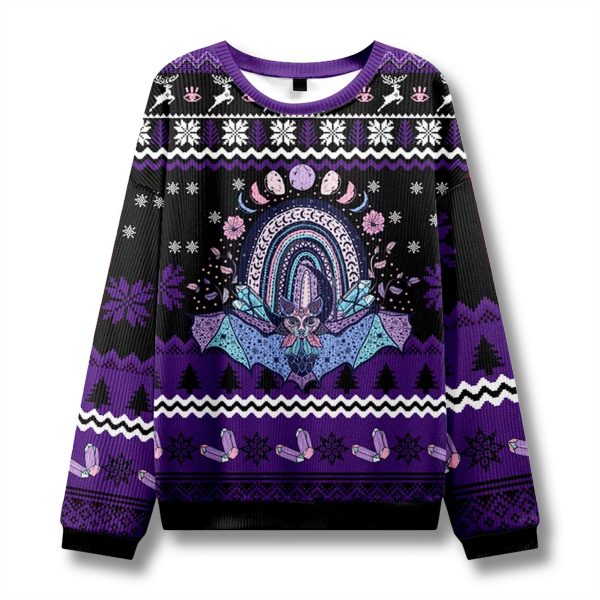 Moon Phase Bat Ugly Christmas Sweater
