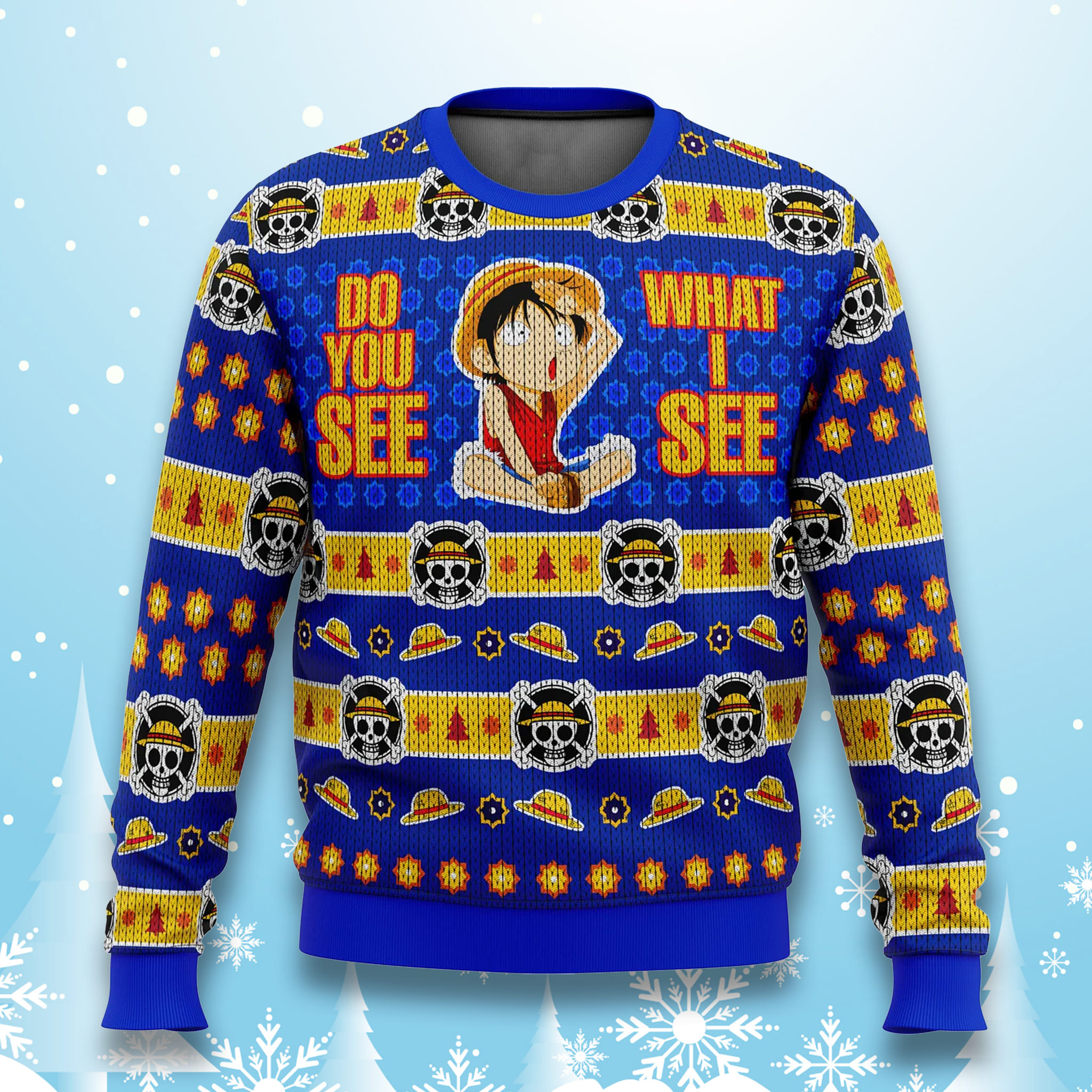 One Piece Do You See What I See Luffy Ugly Christmas Sweater One Piece Do You See What I See Luffy Ugly Christmas Sweater