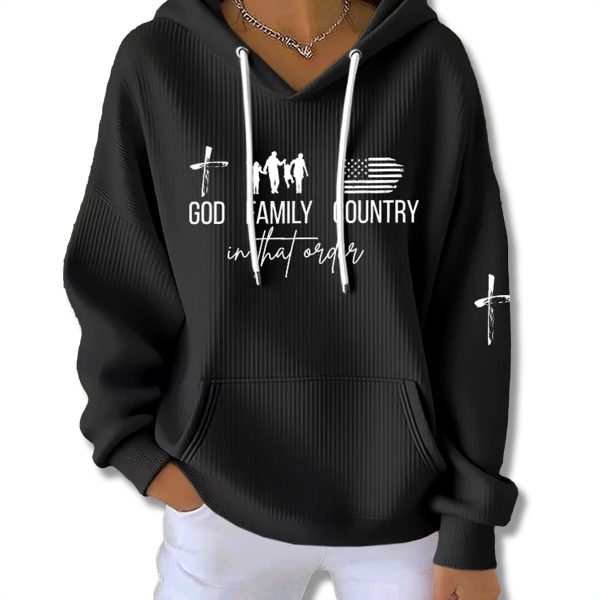 Patriotic God Family Country In That Order Waffle Hoodie 3