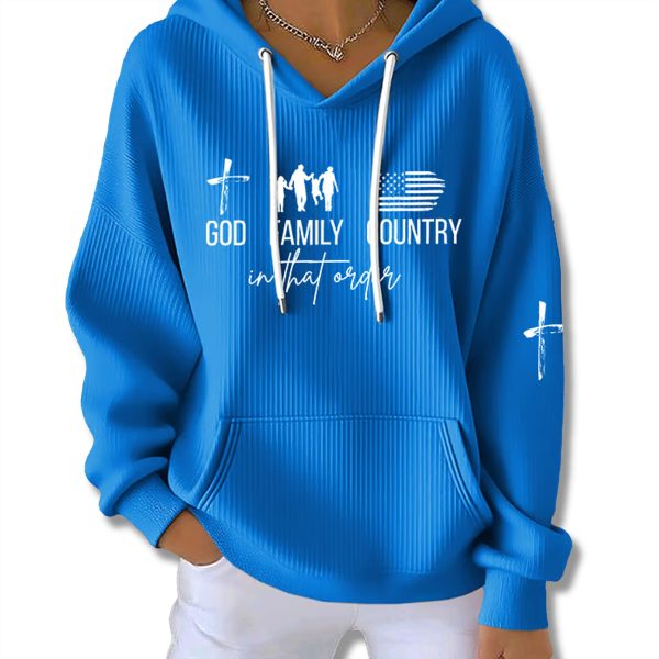 Patriotic God Family Country In That Order Waffle Hoodie 5