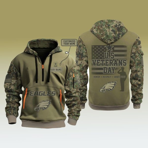 Philadelphia Eagles US Veteran Day 2025 Camo Zip Hoodie