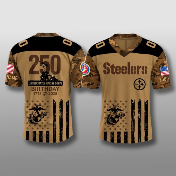 Pittsburgh Steelers USMC 250th Birthday Camo Jersey 2025 1