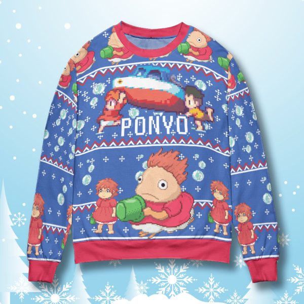 Ponyo Transforming Anime Ugly Christmas Sweater