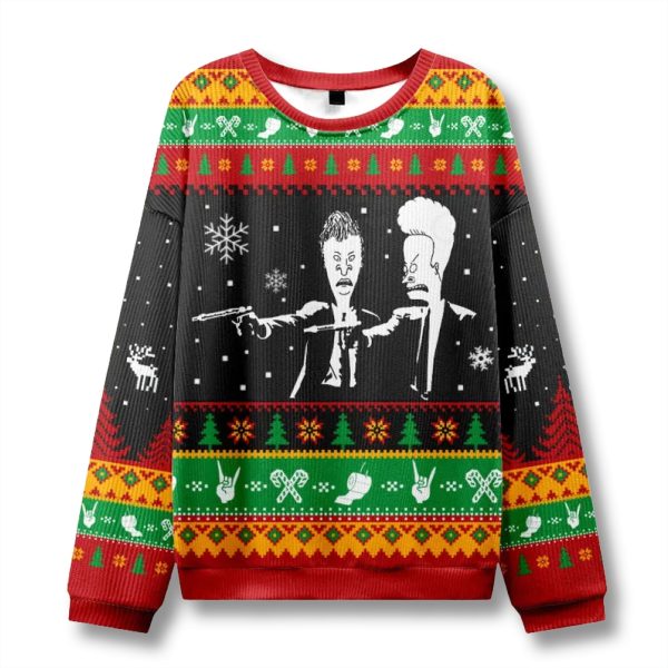 Pulp Fiction Beavis And Butthead Ugly Christmas Sweater