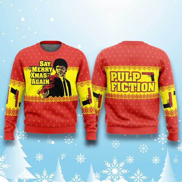 Pulp Fiction Say Merry Xmas Again Christmas Ugly Sweater 1