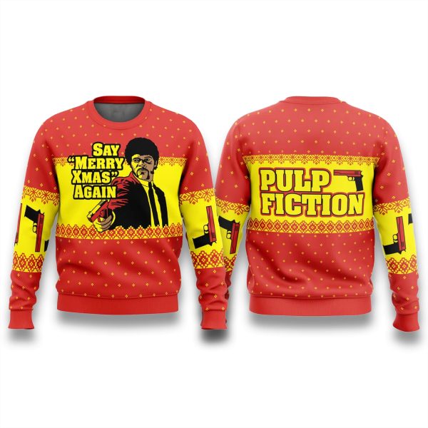 Pulp Fiction Say Merry Xmas Again Christmas Ugly Sweater 3