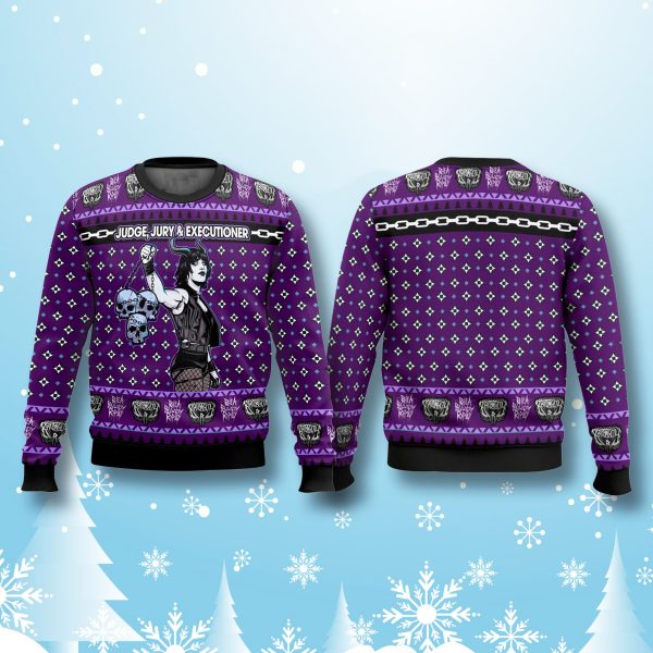 Rhea Ripley Judge Jury Executioner Ugly Christmas Sweater 1