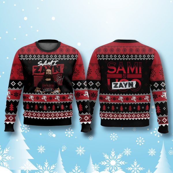 Sami Uso Sami Zayn Ugly Christmas Sweater 1