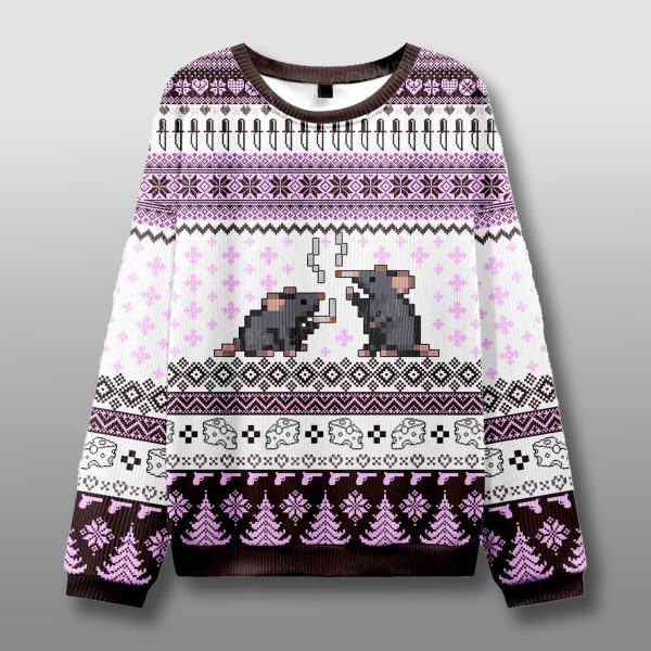 Smoking Rats Funny Ugly Christmas Sweater 1