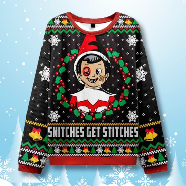 Snitches Get Stitches Ugly Christmas Sweater 1