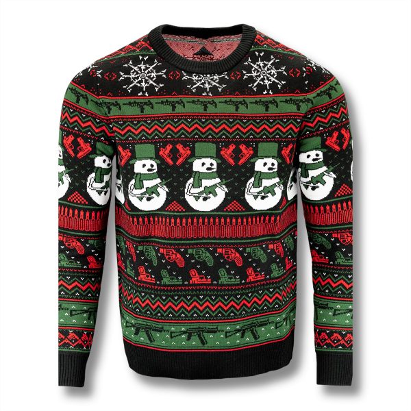 Snowman With Gun Ugly Christmas Sweater Black 2