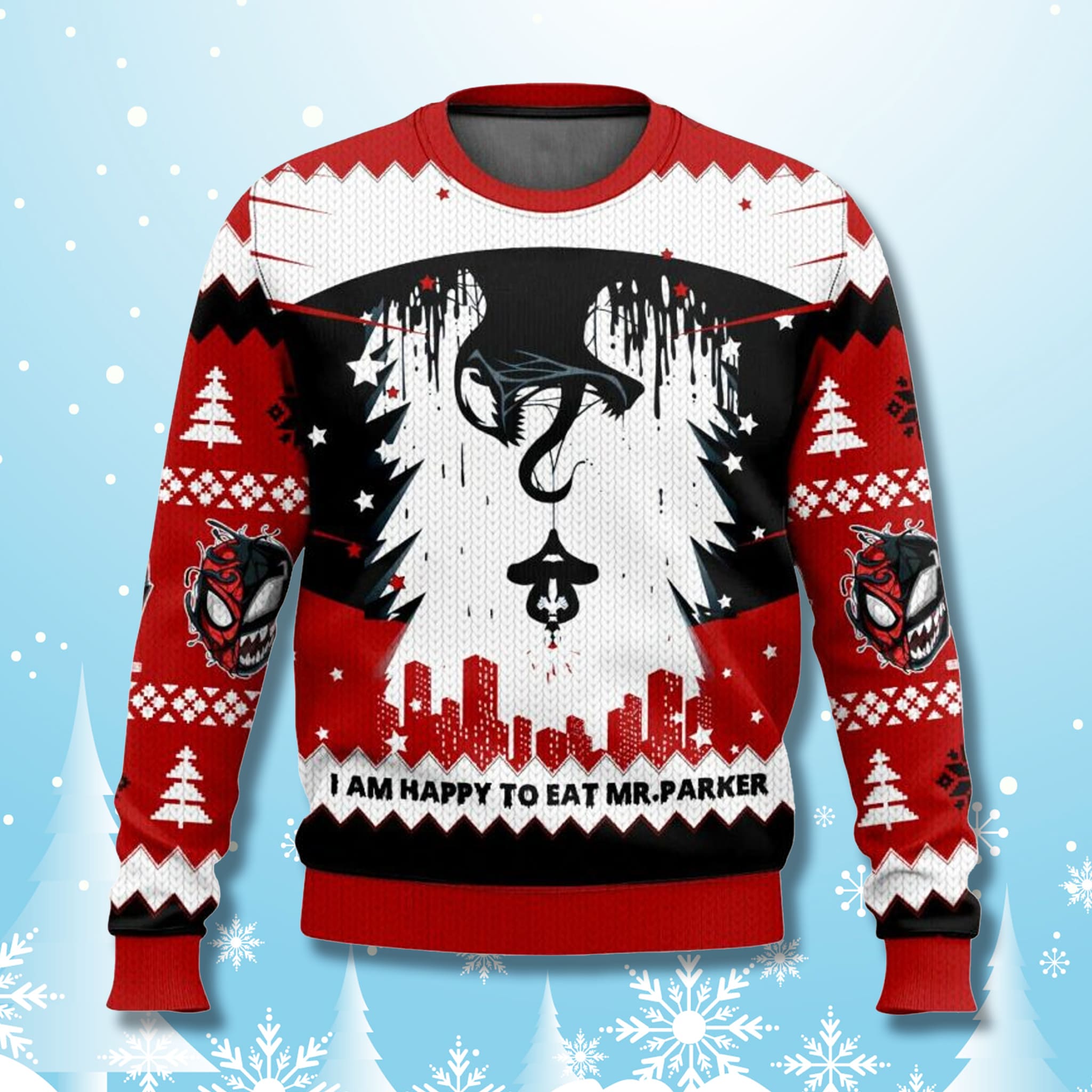 Spiderman Venom I Am Happy To eat Me Parker Ugly Sweater Spiderman Venom I Am Happy To eat Me Parker Ugly Sweater